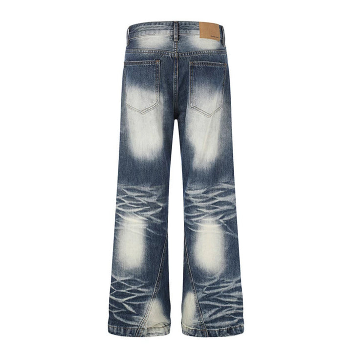 Women High-Waisted Wide Flare Jeans with Used Wash and Studded Trim Amarae