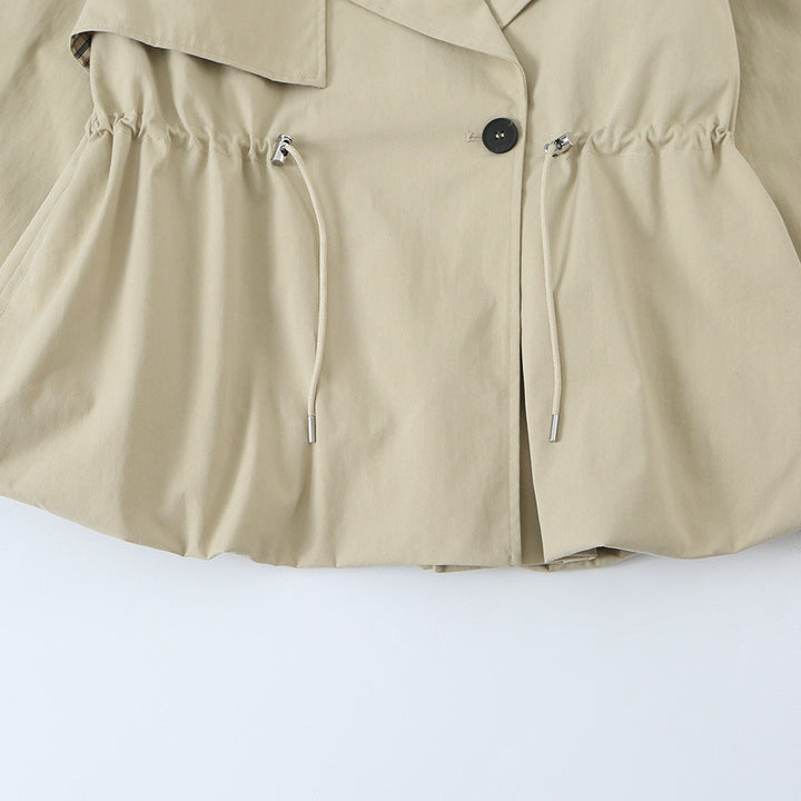 Women's short trench-style jacket with adjustable drawstring and eye-catching lapel Amarae