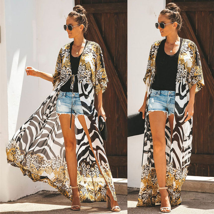 Women lightweight safari-inspired kimono wrap Lune London