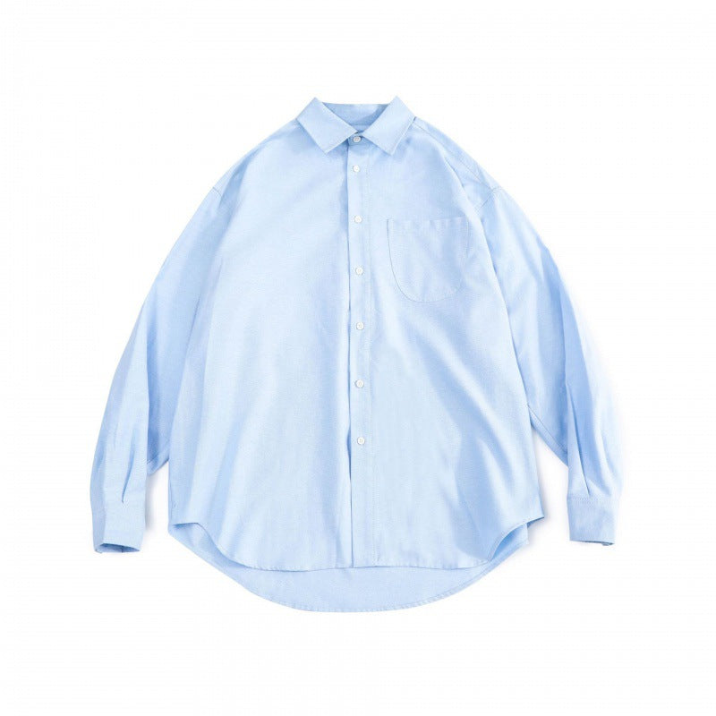 Unisex Oversize Shirt made of fine Oxford cotton fabric with chest pocket and rounded hem Amarae