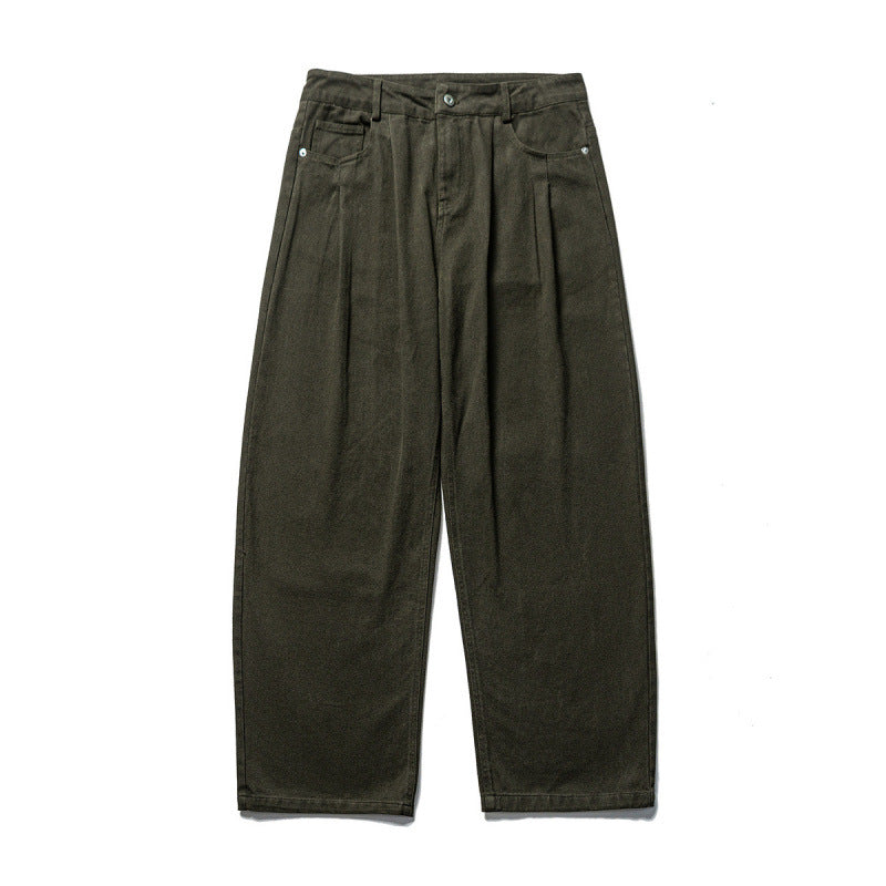 Men's wide pleated trousers in relaxed fit made of cotton twill Amarae