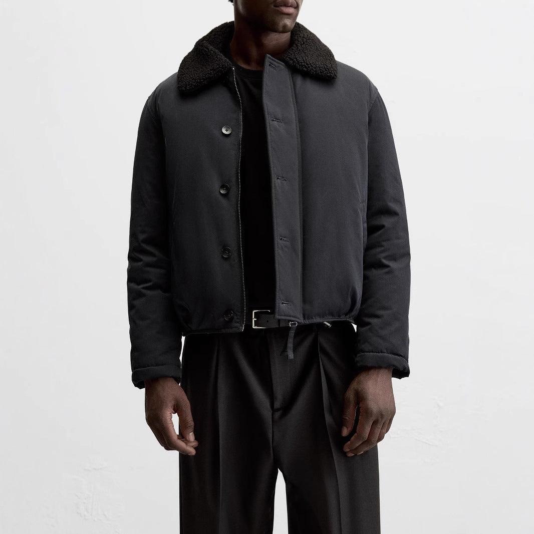 Men's short-cut blouson with teddy collar and adjustable hem Amarae