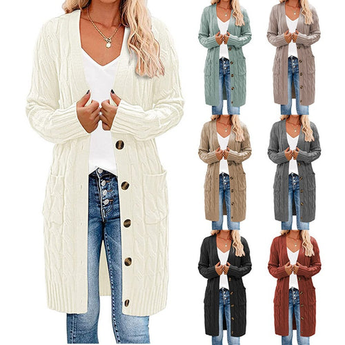 Chunky knit cardigan for women with decorative braid pattern and practical pockets Amarae