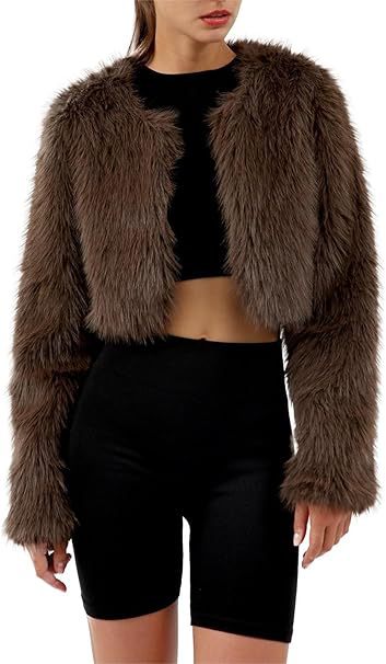 Ladies Short Plush Open Cut Jacket Lune London