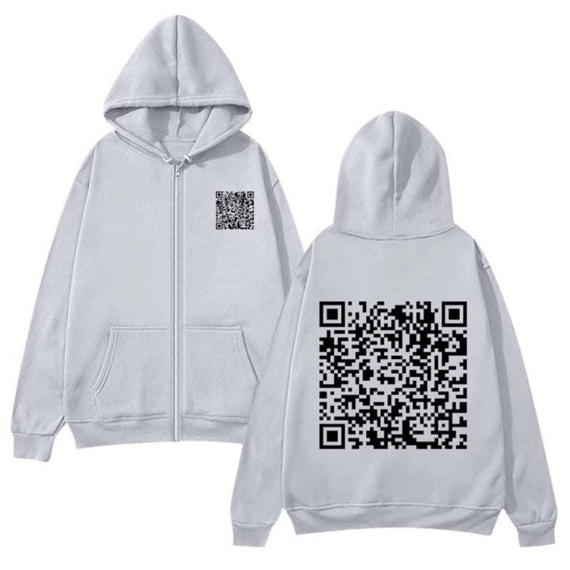 Women's hoodie jacket with QR code design and soft fleece Lune London