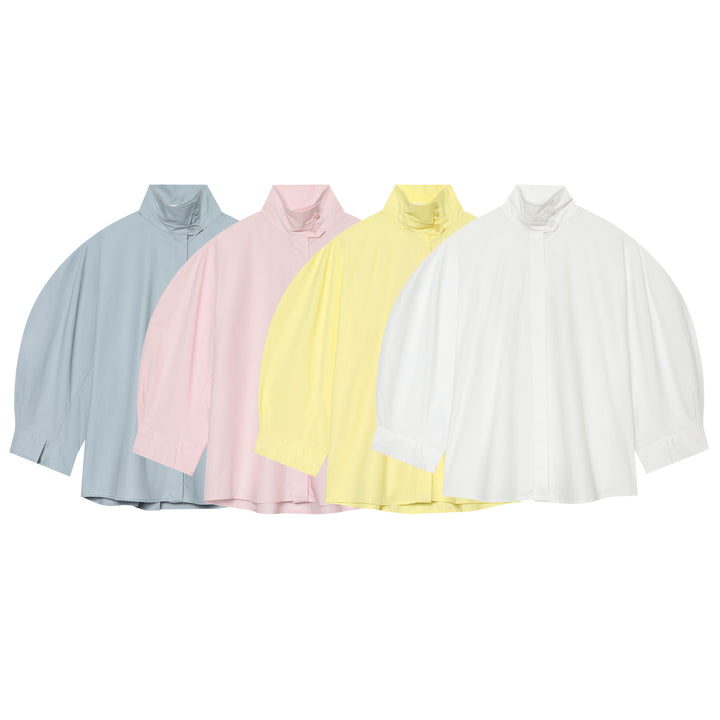 Women Water-Repellent Cape with Stand Collar and Half-Length Sleeves Amarae