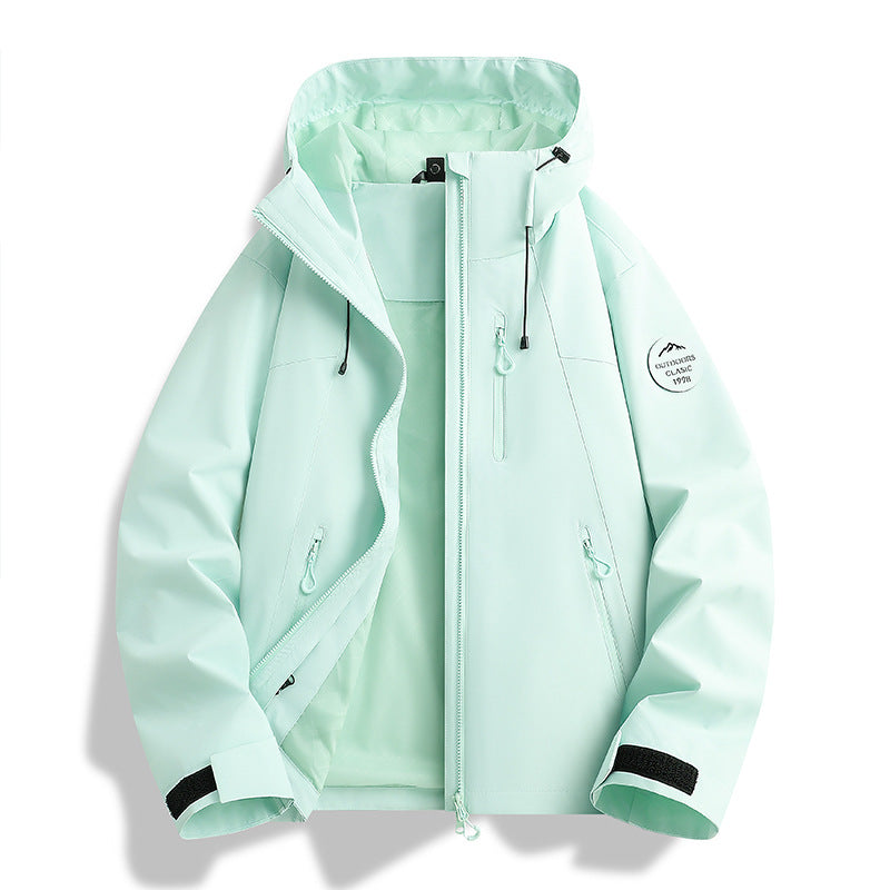 Women Lightweight Waterproof Hooded Jacket with Teddy Charm and Concealed Zipper Pockets Amarae