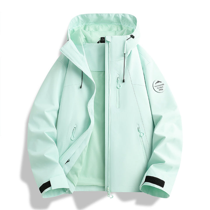 Women Lightweight Waterproof Hooded Jacket with Teddy Charm and Concealed Zipper Pockets Amarae