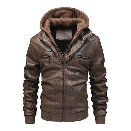 Men's leather jacket with removable hooded inner lining Amarae