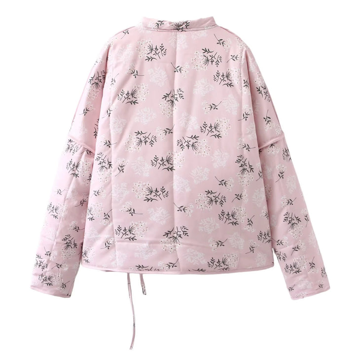 Quilted transition jacket for women with floral pattern and contrasting details Lune London