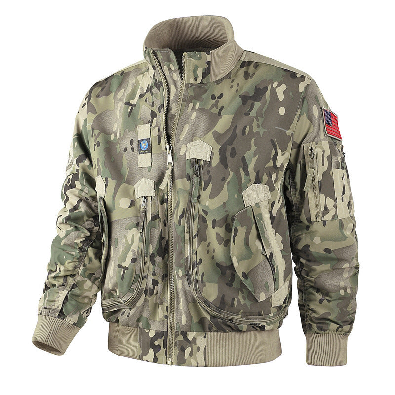 Camouflage bomber jacket for men with practical pockets and warm inner lining Lune London