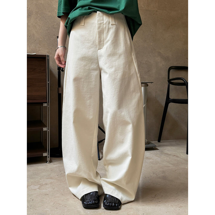 Women's high-waisted wide pleated trousers made of cotton blend Amarae