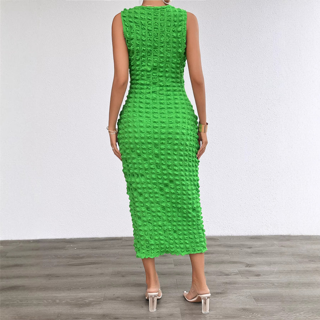 Women's midi dress with textured outer material and figure-hugging cut Lune London