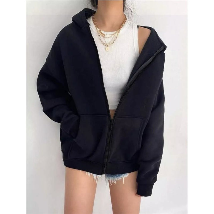 Women’s hoodie with zipper and relaxed fit Lune London
