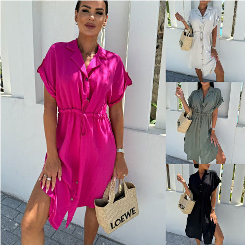 Casual button dress for women with adjustable waist Amarae