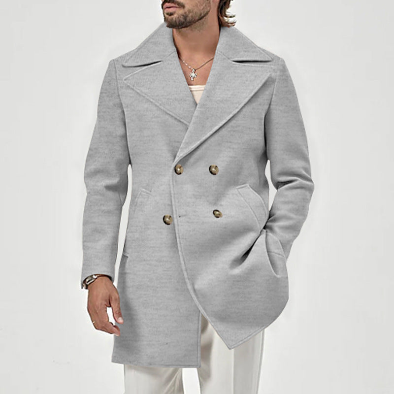 Elegant double-breasted men's coat with deep collar Lune London