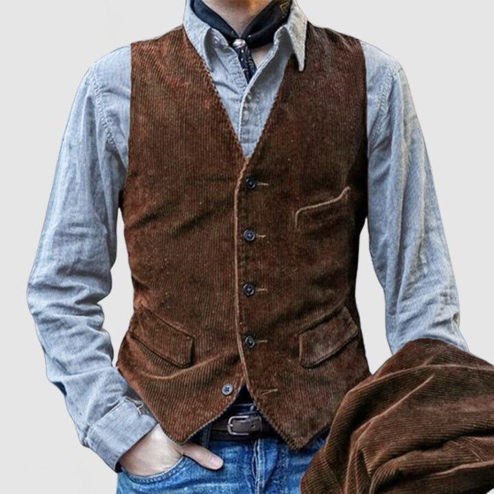 Elegant corduroy vest for men with modern pockets Amarae