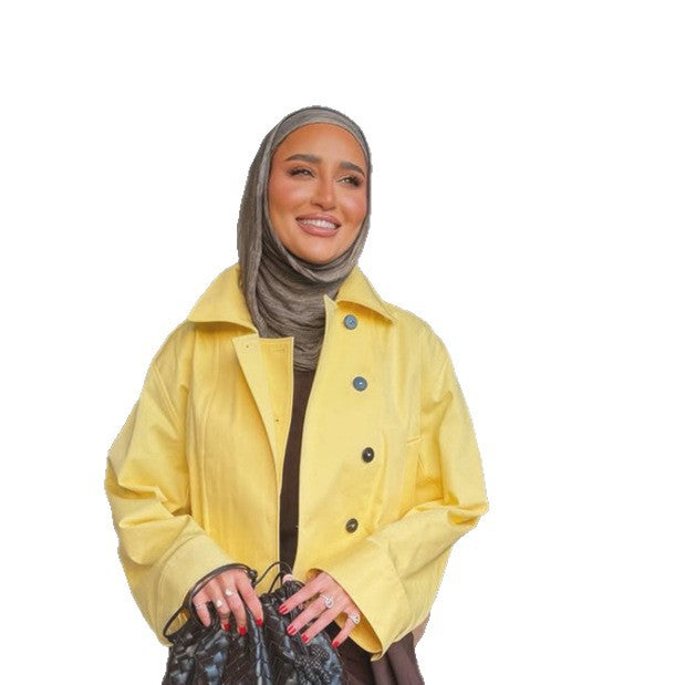 Women's Lightweight Rain Trench with Double-Breasted Closure, Boxy Oversized Silhouette and Shirt Collar Amarae