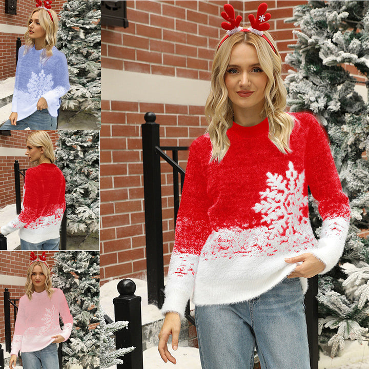 Lune London Women's Winter Sweater with Snowflake Patterns