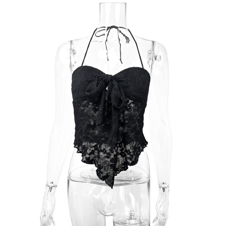 Women's leisure top with playful tie and lace Lune London