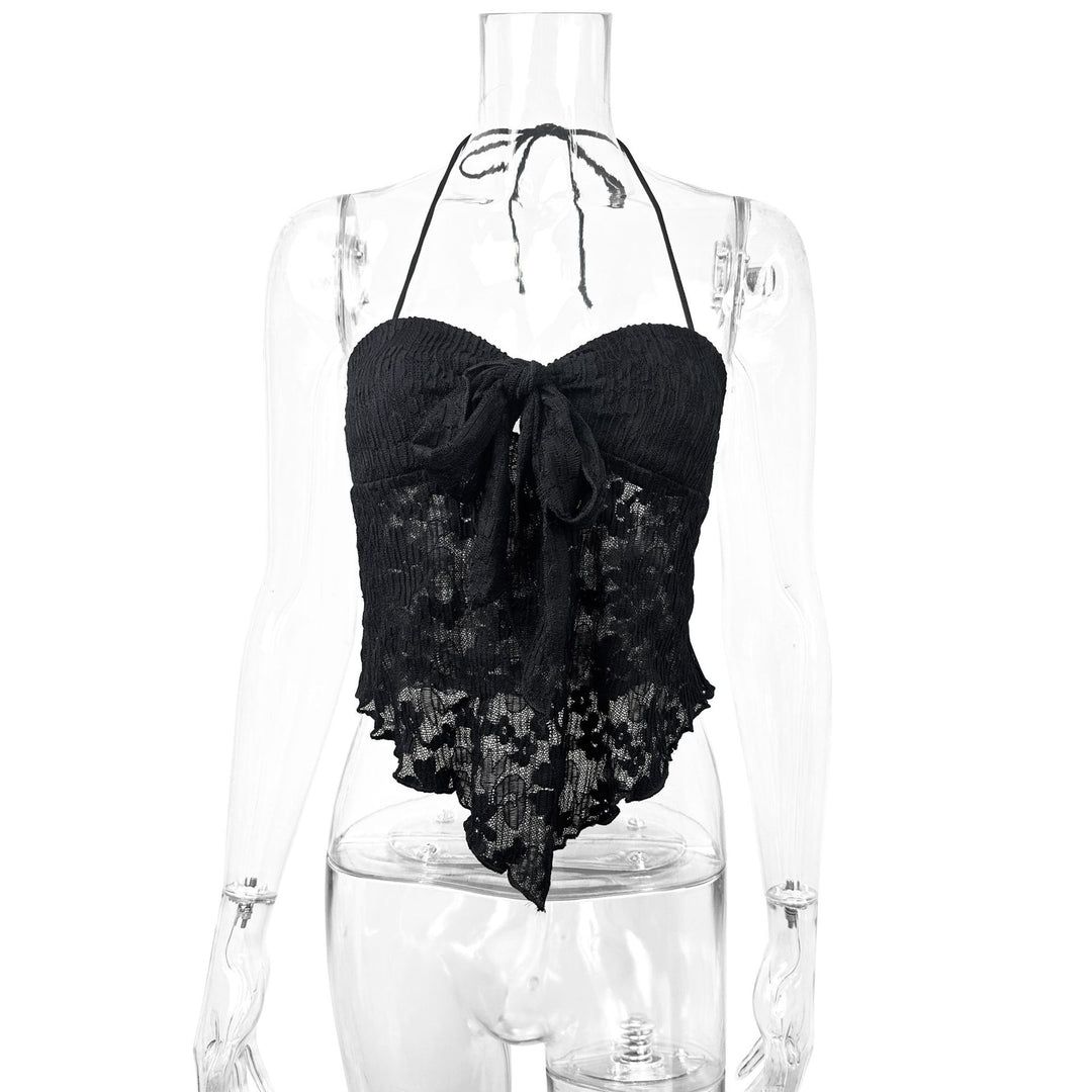 Women's Lace Bustier with Ties and Transparent Design Lune London