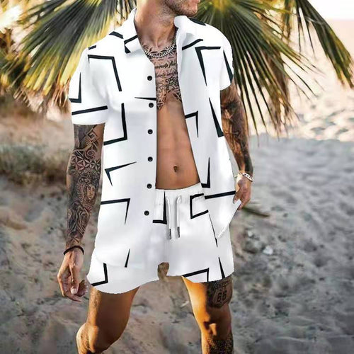 Men's short sleeve graphic t-shirt summer and chic shorts set