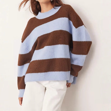 Pull en tricot oversize pour femme avec motif rayé et coupe large Chic & Stil