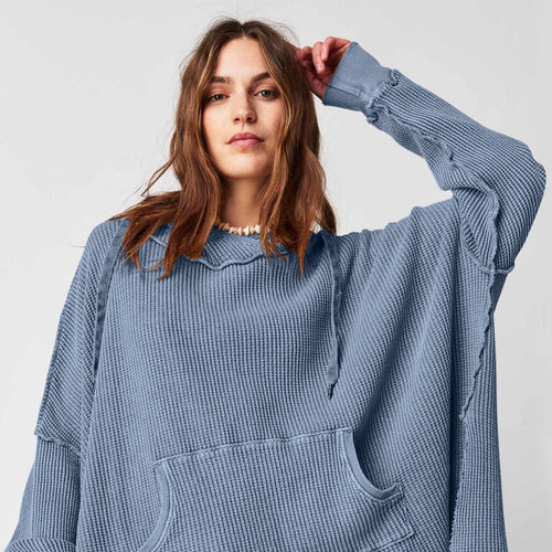 Ladies Oversized Hoodie in Mesh with Kangaroo Pocket Amarae