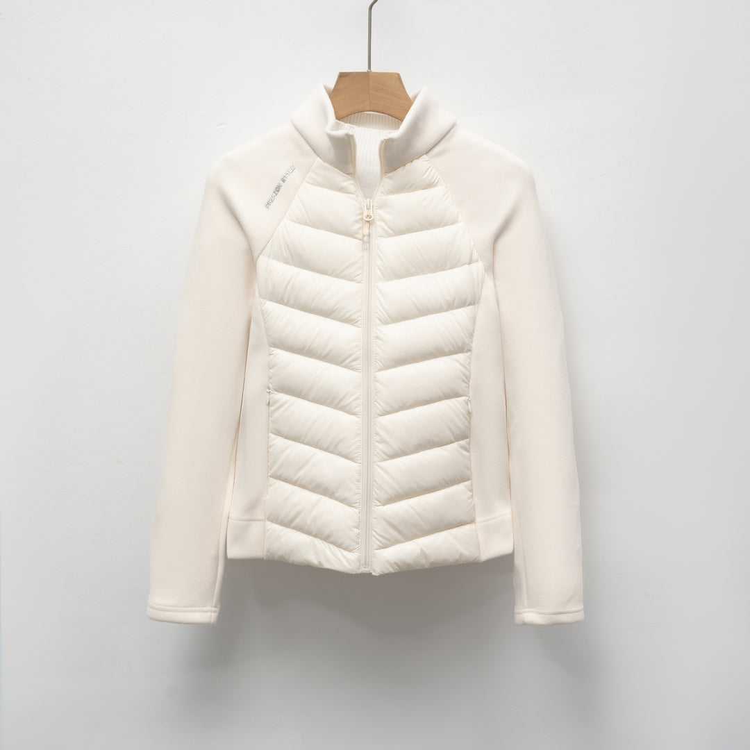 Quilted sports jacket for women with high collar and functional zip pockets Lune London