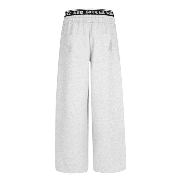 Women's wide lounge jogging pants with high logo waistband, gothic print and drawstring Amarae