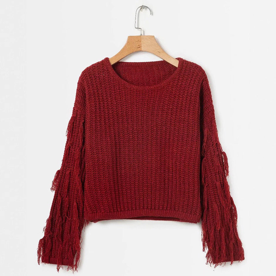 Pull en tricot pour femmes avec des manches à franges et une coupe confortable Chic & Stil