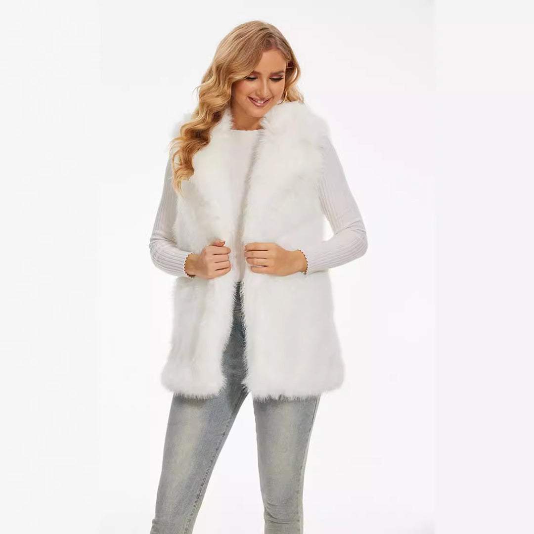 Ladies plush jacket with elegant collar and luxurious fur Heidi fashion