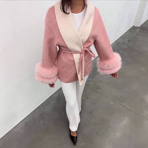 Women Elegant short jacket with luxurious fur decorations Amarae