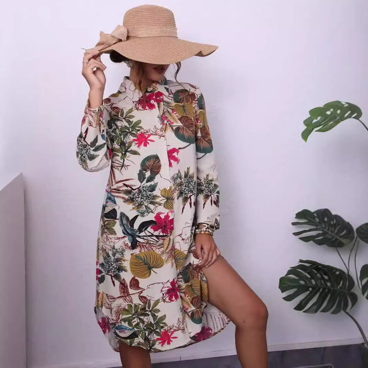 Shirt dress for women with exotic floral pattern Lune London