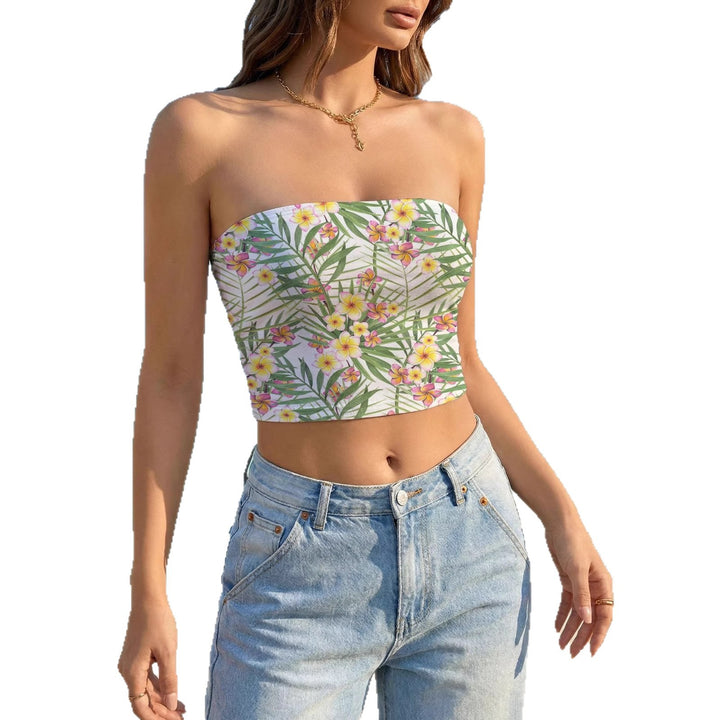 Women's bandeau top with creative flower and leaf motifs Lune London