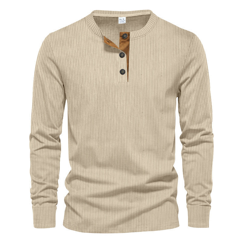 Men's Long Sleeve Henley Shirt with Textured Design Amarae