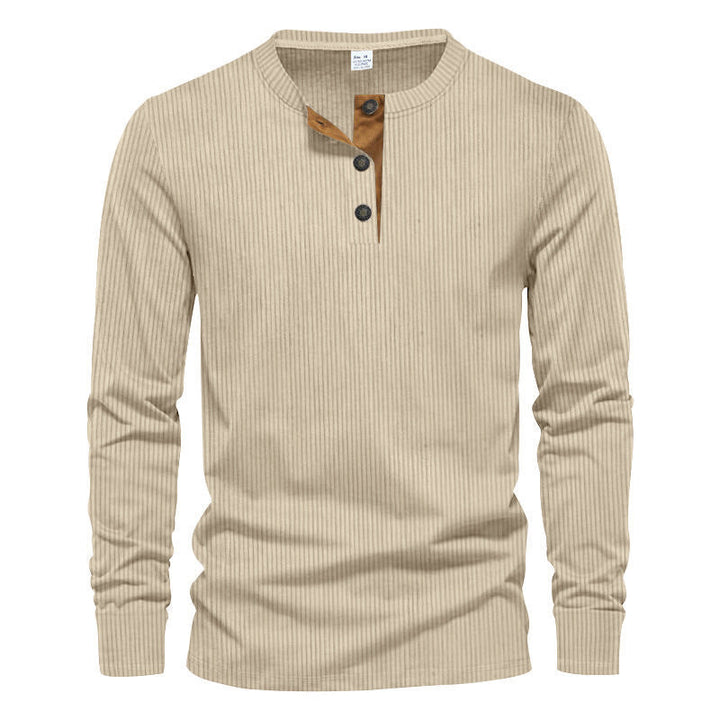 Men's Long Sleeve Henley Shirt with Textured Design Amarae