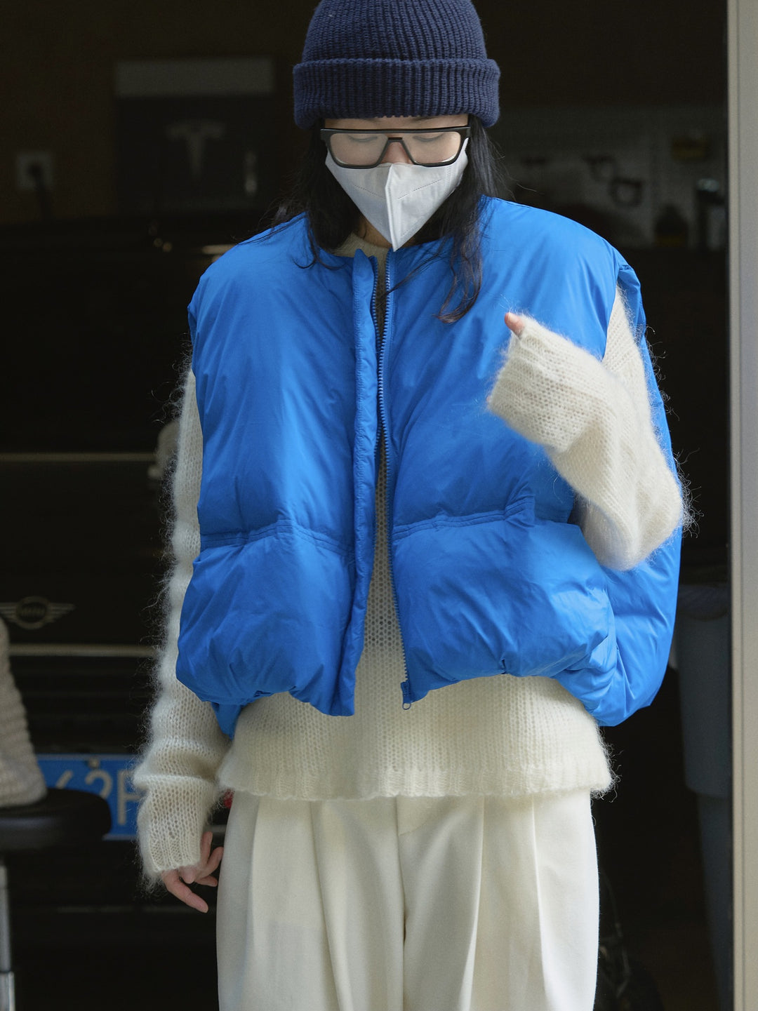 Women Boxy quilted thermo vest with stand-up collar and full-length zipper Amarae