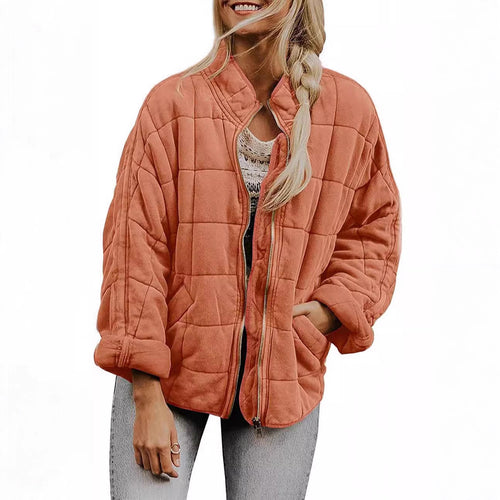 Ladies quilted jacket with high collar and practical pockets Amarae