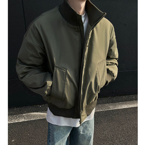 Men's Casual Bomber Jacket with High Collar and Practical Pockets Amarae