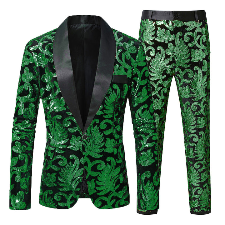Sparkling tuxedo suit for men with floral sequin patterns Amarae