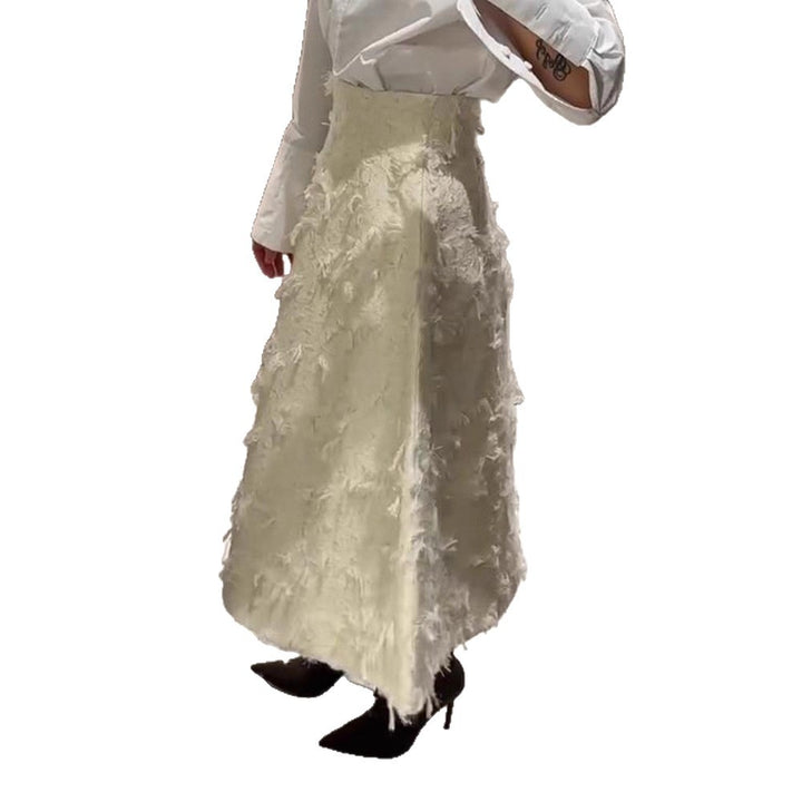 Women's midi skirt with high waist and fringed texture Amarae