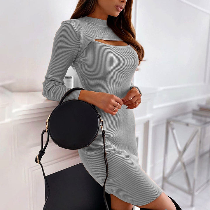 Women's knitted dress with trendy cut-out neckline and fitted design Lune London