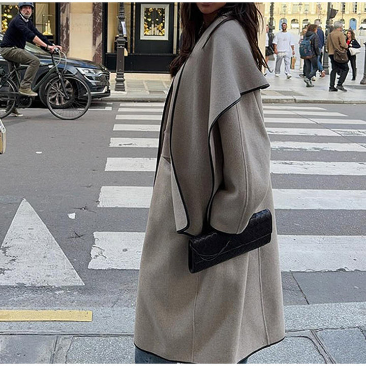 Ladies Oversized Wool Cape with Chic and Stylish Fashion Accents