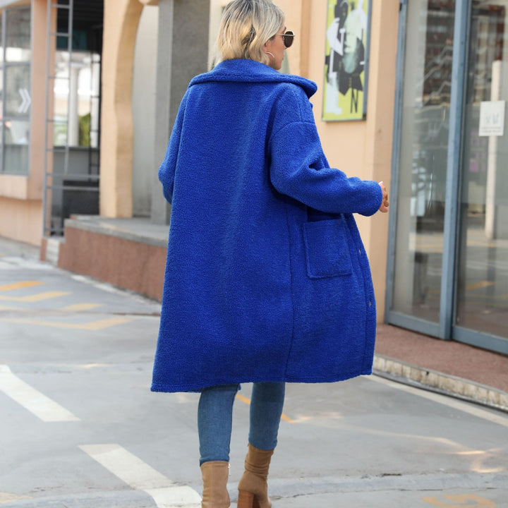 Ladies Soft Fleece Coat with Large Patch Pockets and Button Details Lune London