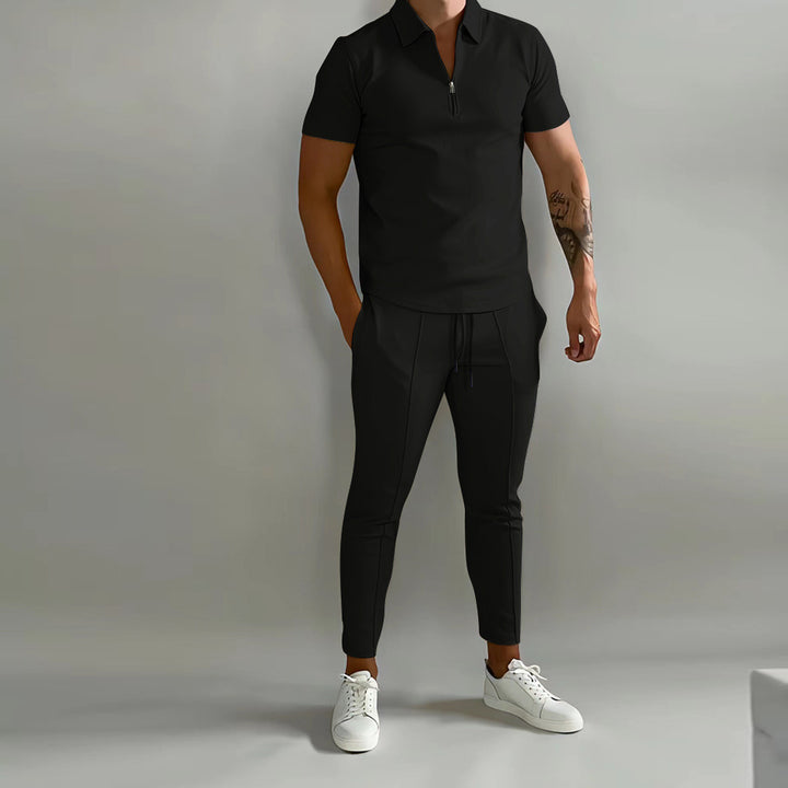 Trendy polo shirt for men with high-quality zipper and stylish slim-fit pants Lune London