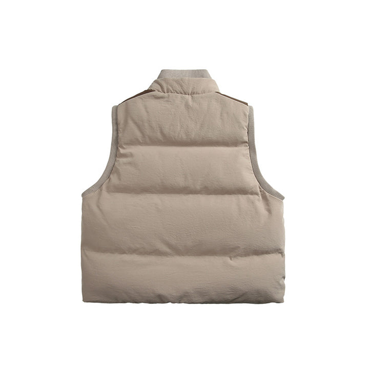 Unisex Lightweight Padded Stand-Up Collar Vest in Boxy Cut with Zipper Pockets Amarae