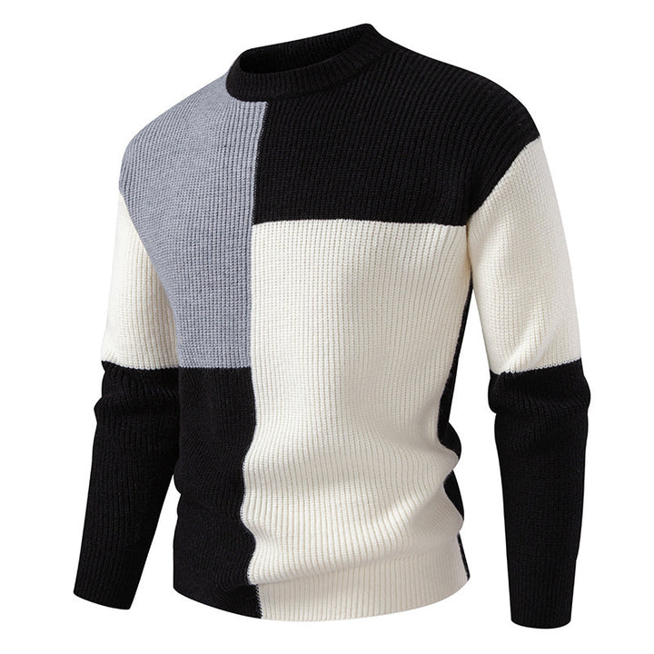 Colored textured fabric sweater for men with a modern fit and a round neck Lune London