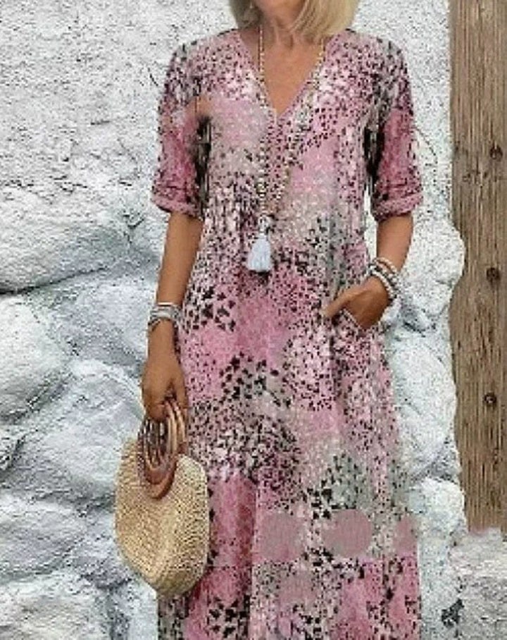 Fashion leisure dress for women with floral pattern and side pockets Lune London