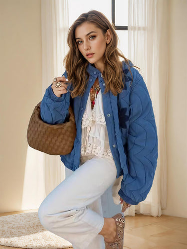 Quilted transition jacket for women with embroidered floral design Amarae